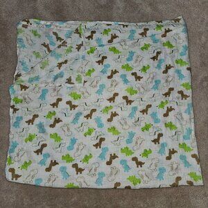 Dinosaur Upsimples Baby Bamboo Muslin Swaddle Blanket Green Blue Brown White